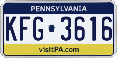 PA license plate KFG3616