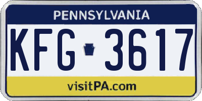PA license plate KFG3617
