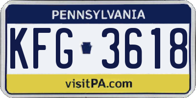 PA license plate KFG3618