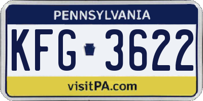 PA license plate KFG3622