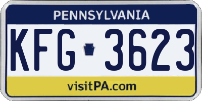 PA license plate KFG3623