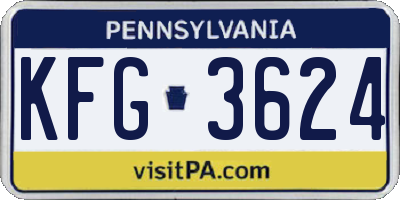 PA license plate KFG3624