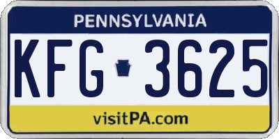 PA license plate KFG3625