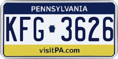 PA license plate KFG3626