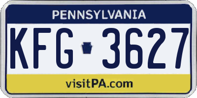 PA license plate KFG3627