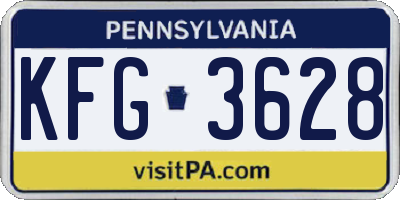 PA license plate KFG3628
