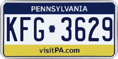 PA license plate KFG3629