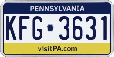 PA license plate KFG3631