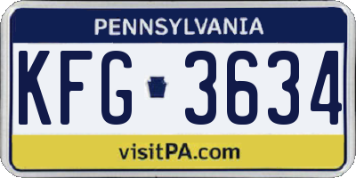 PA license plate KFG3634