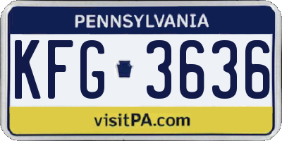 PA license plate KFG3636