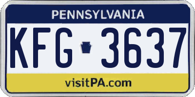 PA license plate KFG3637