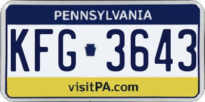 PA license plate KFG3643