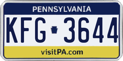 PA license plate KFG3644
