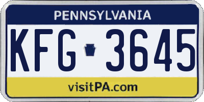 PA license plate KFG3645