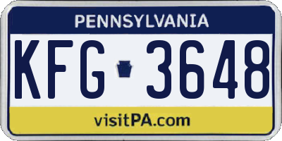 PA license plate KFG3648