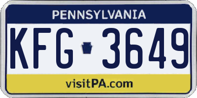 PA license plate KFG3649