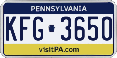 PA license plate KFG3650