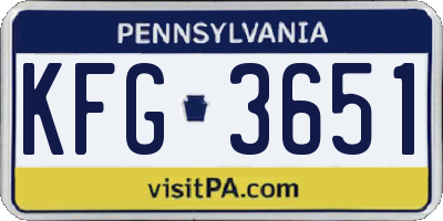 PA license plate KFG3651