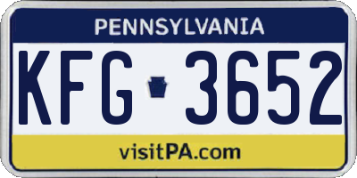 PA license plate KFG3652