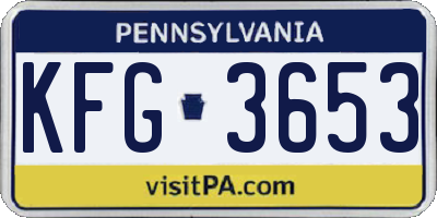 PA license plate KFG3653