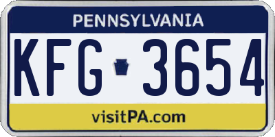 PA license plate KFG3654