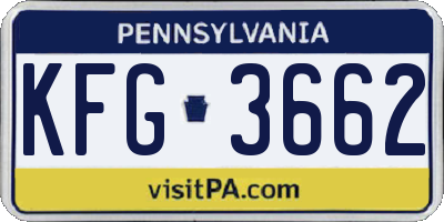 PA license plate KFG3662