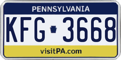 PA license plate KFG3668