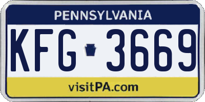 PA license plate KFG3669