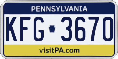 PA license plate KFG3670
