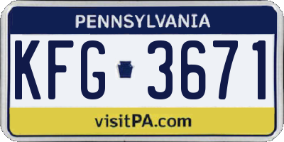 PA license plate KFG3671