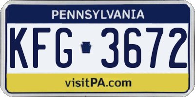 PA license plate KFG3672