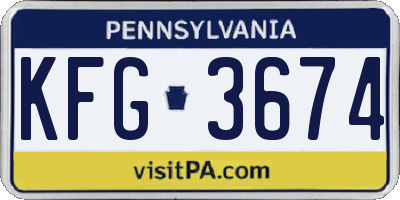 PA license plate KFG3674