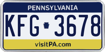 PA license plate KFG3678