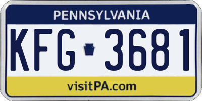 PA license plate KFG3681