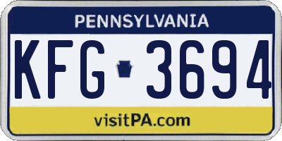 PA license plate KFG3694