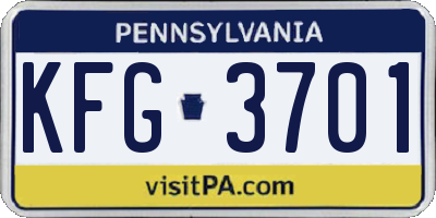 PA license plate KFG3701