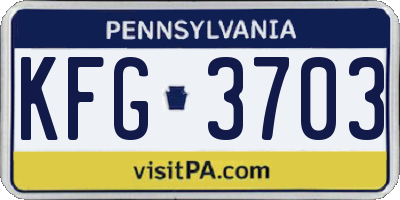 PA license plate KFG3703