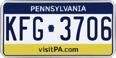 PA license plate KFG3706