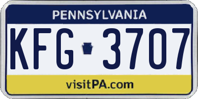 PA license plate KFG3707