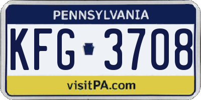 PA license plate KFG3708