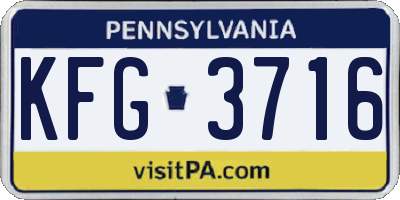 PA license plate KFG3716