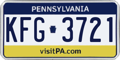 PA license plate KFG3721