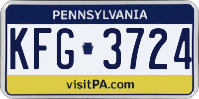 PA license plate KFG3724