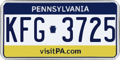 PA license plate KFG3725