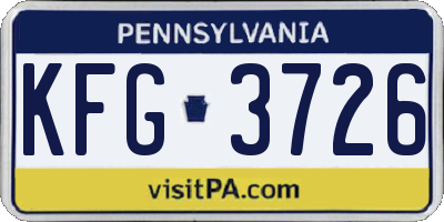 PA license plate KFG3726