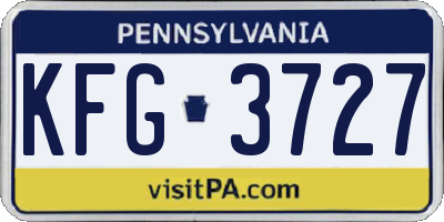 PA license plate KFG3727