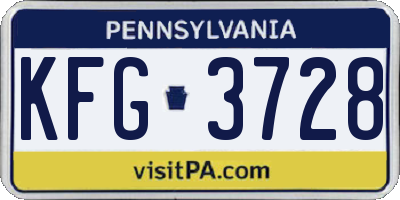 PA license plate KFG3728
