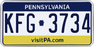 PA license plate KFG3734
