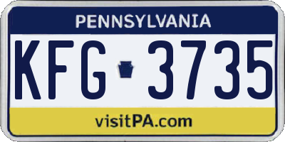 PA license plate KFG3735