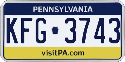 PA license plate KFG3743